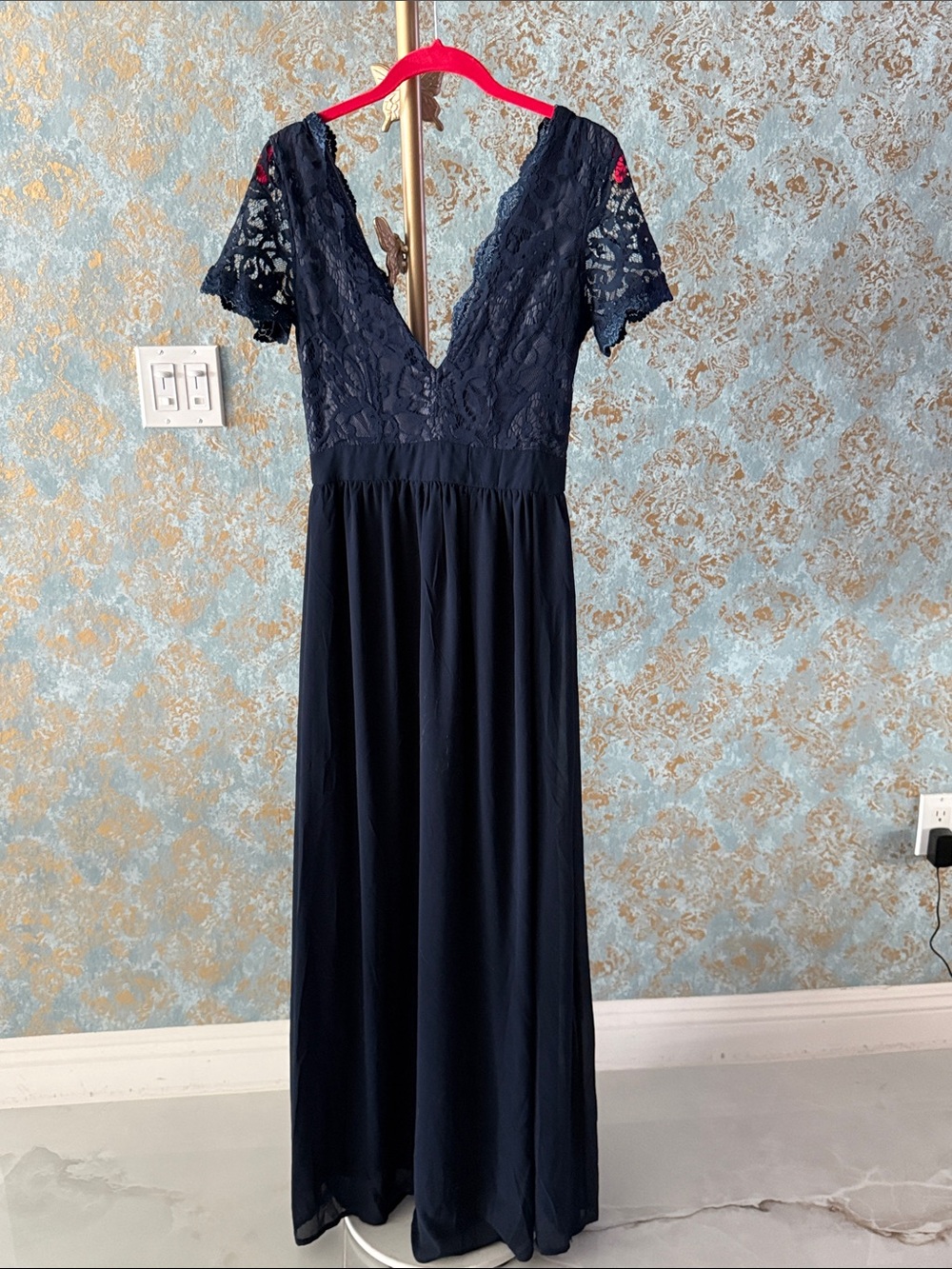Maxi Navy & Lace Dress